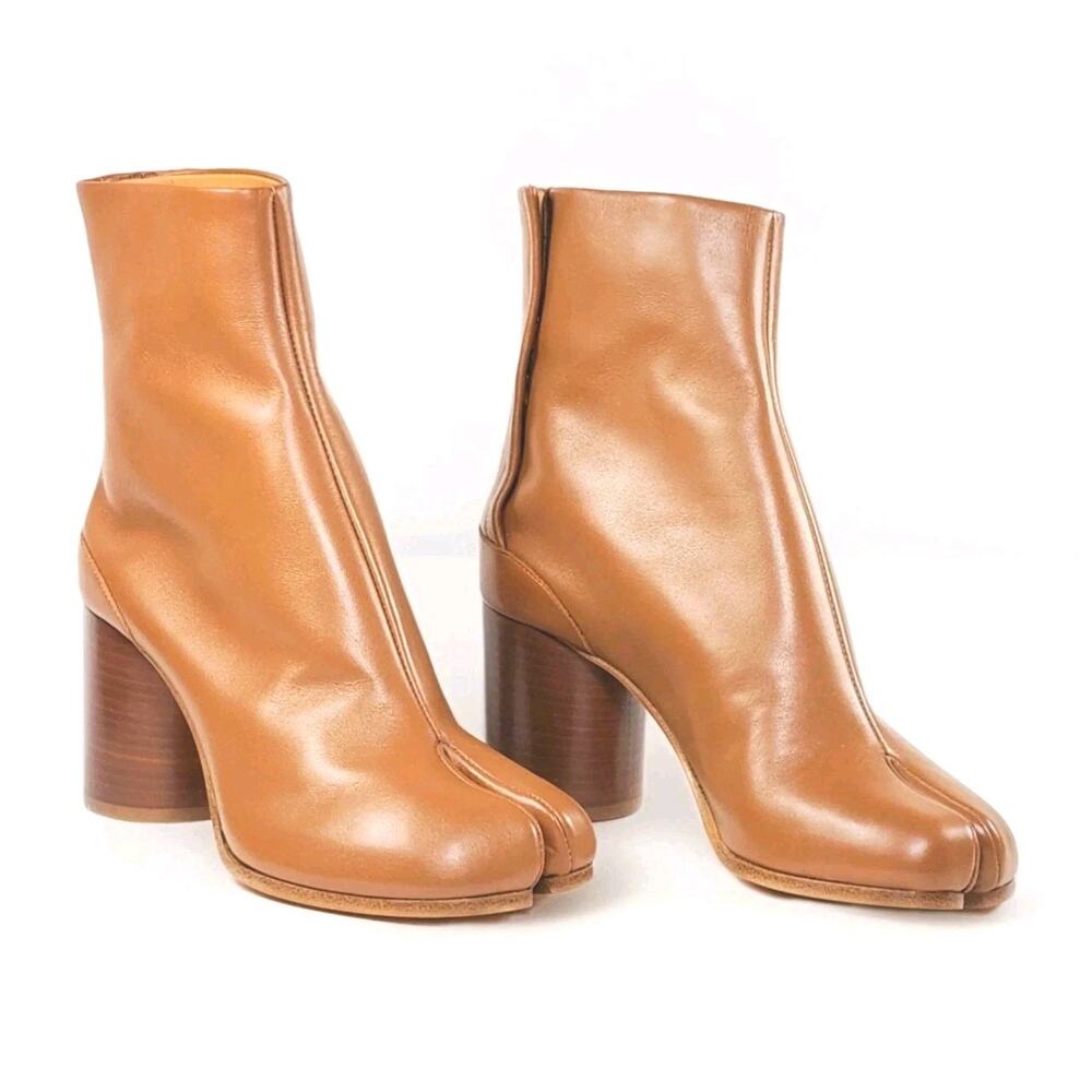 MAISON MARGIELA Leather Ankle Boots US7.5 EU37.5 Brown Tabi Toe